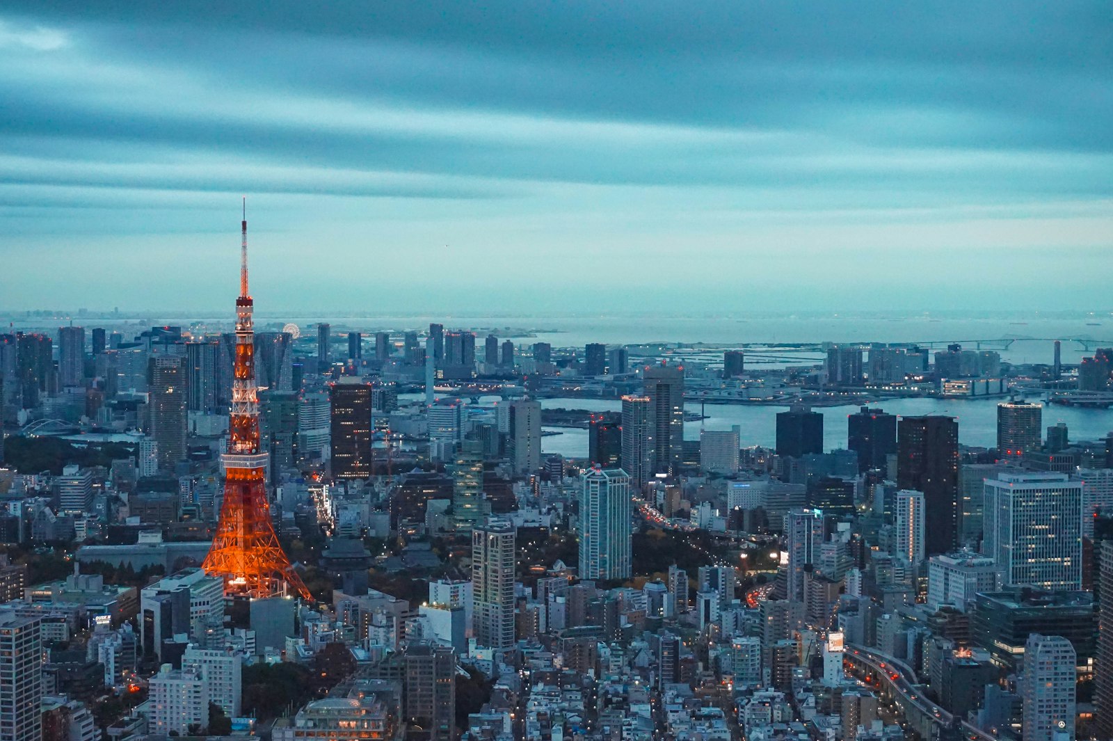 Tokyo Tower and skyline at dusk